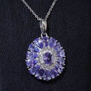 💜Tanzanite Blue Dahlia Flower Pendant💜